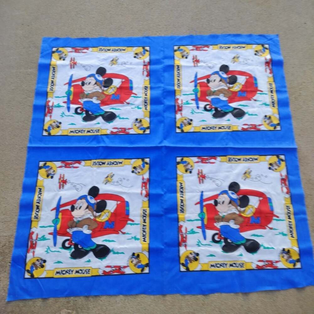 Disney Mickey Mouse Aviation Airplanes Fabric Panel Pillow 24" by 24"